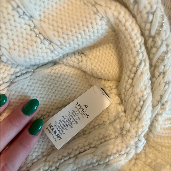 XL Kate Spade Jewel Button White & Silver Striped Cardigan Sweater - Picture 5 of 5